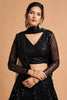 Fancy Black Soft Net Sequins Embroidered Lehenga Choli with Dupatta