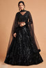 Fancy Black Soft Net Sequins Embroidered Lehenga Choli with Dupatta