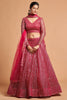 Stunning Hot Pink Soft Net Sequins Embroidered Lehenga Choli with Dupatta