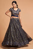 Trendy Navy Blue Soft Net Sequins Embroidered Lehenga Choli with Dupatta