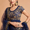 Trendy Navy Blue Soft Net Sequins Embroidered Lehenga Choli with Dupatta