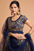 Trendy Navy Blue Soft Net Sequins Embroidered Lehenga Choli with Dupatta