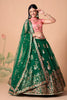 Stunning Green Soft Net Embroidered Lehenga Choli with Pink Silk Blouse and Dupatta