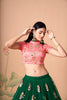Stunning Green Soft Net Embroidered Lehenga Choli with Pink Silk Blouse and Dupatta