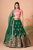 Stunning Green Soft Net Embroidered Lehenga Choli with Pink Silk Blouse and Dupatta