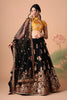 Superb Black Soft Net Embroidered Lehenga Choli with Silk Blouse and Dupatta