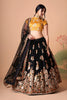 Superb Black Soft Net Embroidered Lehenga Choli with Silk Blouse and Dupatta