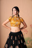 Superb Black Soft Net Embroidered Lehenga Choli with Silk Blouse and Dupatta