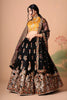 Superb Black Soft Net Embroidered Lehenga Choli with Silk Blouse and Dupatta