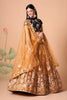 Amazing Mustard Yellow Soft Net Embroidered Lehenga Choli with Black Silk Blouse and Dupatta