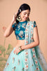 Elegant Sea Green Soft Net Embroidered Lehenga Choli with Dupatta for Wedding