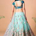 Elegant Sea Green Soft Net Embroidered Lehenga Choli with Dupatta for Wedding