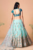 Elegant Sea Green Soft Net Embroidered Lehenga Choli with Dupatta for Wedding