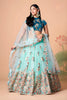 Elegant Sea Green Soft Net Embroidered Lehenga Choli with Dupatta for Wedding