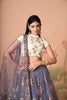 Designer Grey Soft Net Embroidered Lehenga Choli with Dupatta for Wedding