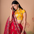 Lovable Red Soft Net Embroidered Lehenga Choli with Dupatta for Wedding