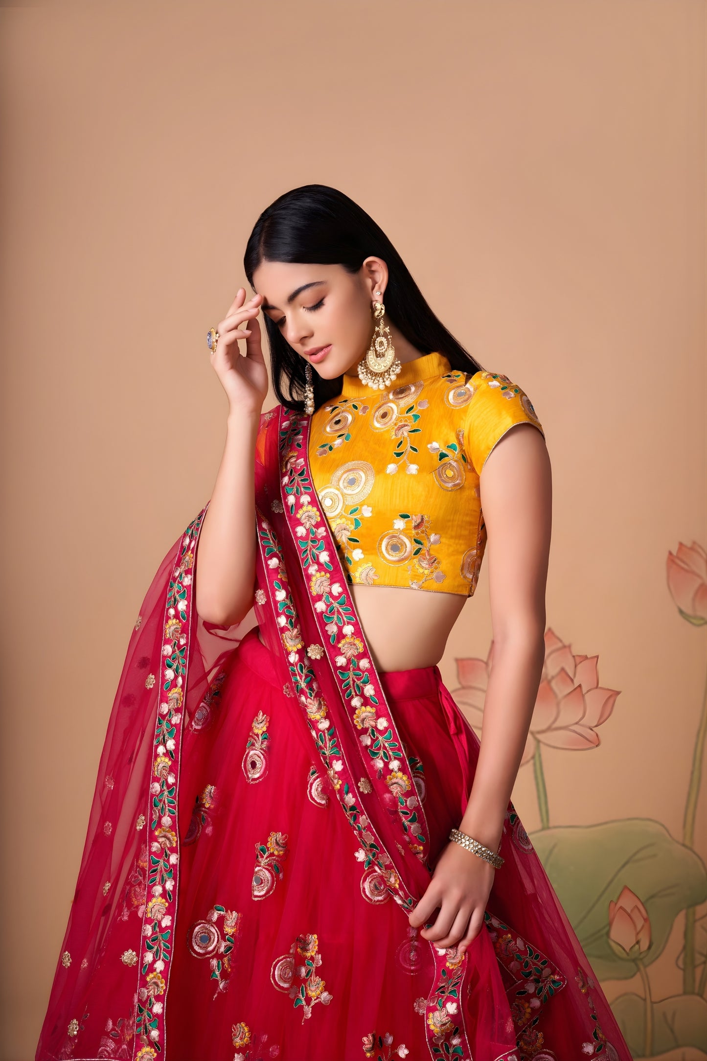 Lovable Red Soft Net Embroidered Lehenga Choli with Dupatta for Wedding
