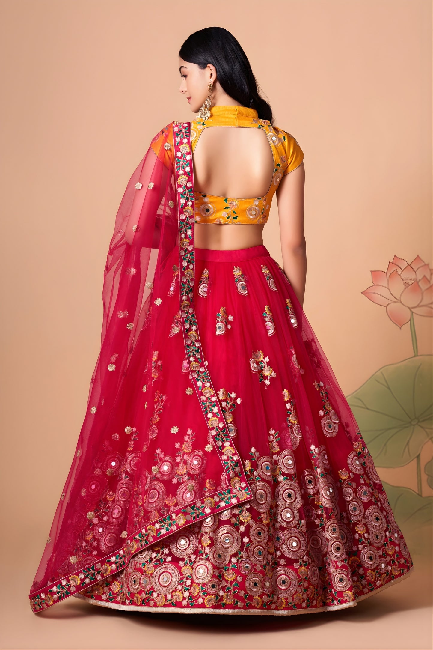 Lovable Red Soft Net Embroidered Lehenga Choli with Dupatta for Wedding