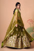 Elegant Olive Green Soft Net Embroidered Lehenga Choli with Pista Green Blouse and Dupatta