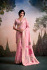 Graceful Pink Linen Silk Soft Saree Floral Woven Zari Border