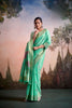 Graceful Mint Green Linen Silk Soft Saree Floral Woven Zari Border for Women