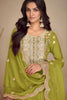 Royal Pista Green Silk Heavy Embroidered Straight Palazzo Suit Designer Dupatta