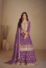 Wonderful Purple Silk Heavy Embroidered Straight Palazzo Suit Dupatta for Wedding