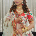 Elegant White Art Silk Digital Print Wedding Wear Lehenga Choli with Dupatta for Women