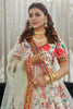 Elegant White Art Silk Digital Print Wedding Wear Lehenga Choli with Dupatta for Women