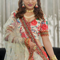 Elegant White Art Silk Digital Print Wedding Wear Lehenga Choli with Dupatta for Women