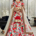 Elegant White Art Silk Digital Print Wedding Wear Lehenga Choli with Dupatta for Women