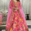Stunning Pink Art Silk Digital Print Wedding Wear Lehenga Choli with Dupatta for Women