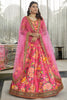 Stunning Pink Art Silk Digital Print Wedding Wear Lehenga Choli with Dupatta for Women