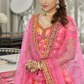 Stunning Pink Art Silk Digital Print Wedding Wear Lehenga Choli with Dupatta for Women