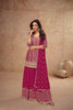 Stunning Rani Pink Embroidered Chinon Party Wear Palazzo Suit with Dupatta