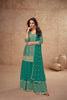 Graceful Teal Green Embroidered Chinon Party Wear Palazzo Suit with Dupatta