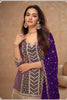 Royal Purple Embroidered Chinon Party Wear Palazzo Suit with Dupatta