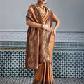 Designer Banarasi Silk Saree in Copper Orange Matching Blouse