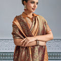 Designer Banarasi Silk Saree in Copper Orange Matching Blouse