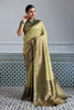 Banarasi Silk Saree in Olive Green with Golden Zari Weaving and Designer Blouse