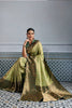 Banarasi Silk Saree in Olive Green with Golden Zari Weaving and Designer Blouse
