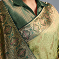 Banarasi Silk Saree in Olive Green with Golden Zari Weaving and Designer Blouse