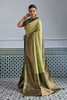 Elegant Banarasi Silk Saree in Olive Green with Golden Zari Weaving and Designer Blouse
