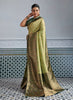 Elegant Banarasi Silk Saree in Olive Green with Golden Zari Weaving and Designer Blouse