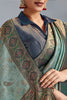 Elegant Banarasi Silk Saree in Sea Green with  Contrasting Navy Blue Blouse