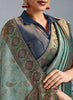 Elegant Banarasi Silk Saree in Sea Green with  Contrasting Navy Blue Blouse