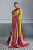 Traditional Banarasi Silk Saree in Mustard Yellow Border Designer Blouse