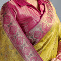 Traditional Banarasi Silk Saree in Mustard Yellow Border Designer Blouse