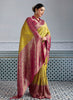 Traditional Banarasi Silk Saree in Mustard Yellow Border Designer Blouse