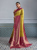Traditional Banarasi Silk Saree in Mustard Yellow Border Designer Blouse